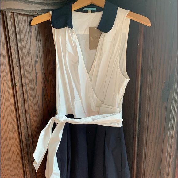 Leifnotes Navy & white wrap dress - size 10 - Picture 1 of 13